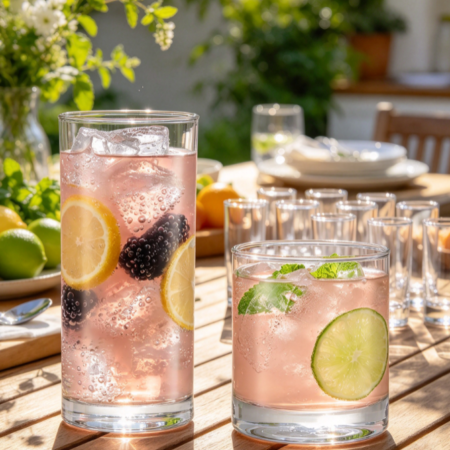 Tumbler and Rocks Glass Set, Elegant Drinkware Glasses Set, Dishwasher Safe Drinking Glasses Set of 16