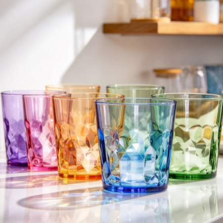 - 13oz Unbreakable Premium Drinking Glasses Set of 6 - Made in Japan - Super Grade Acrylic Plastic - Perfect for Gifts - Dishwasher Safe - Cups Reusable Drinkware Tumblers Kids
