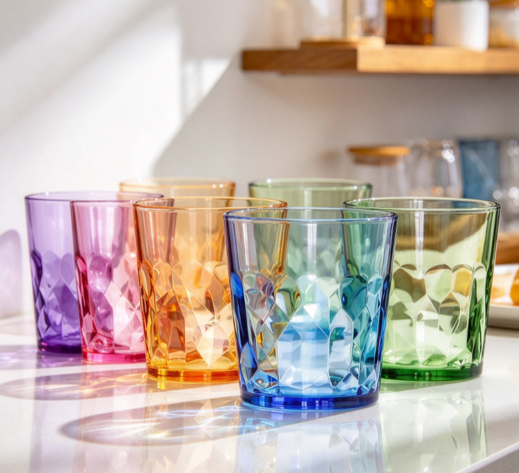 - 13oz Unbreakable Premium Drinking Glasses Set of 6 - Made in Japan - Super Grade Acrylic Plastic - Perfect for Gifts - Dishwasher Safe - Cups Reusable Drinkware Tumblers Kids