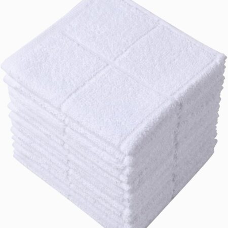 Dishcloths Kitchen Highly Absorbent Dish Rags 100% Cotton Dish Cloths for Washing Dishes, Cleaning (11 x 11 Inches, 12 pcs, White)