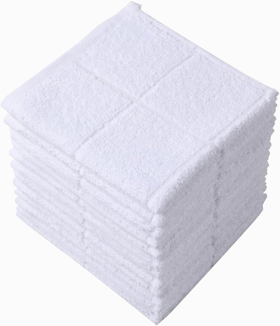 Dishcloths Kitchen Highly Absorbent Dish Rags 100% Cotton Dish Cloths for Washing Dishes, Cleaning (11 x 11 Inches, 12 pcs, White)