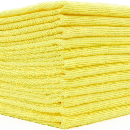- All-Purpose Microfiber Terry Cleaning Towels - Commercial Grade, Highly Absorbent, Lint-Free, Streak-Free, Kitchens, Bathrooms, Offices, 300, 16in x 16in, Yellow (12-Pack)