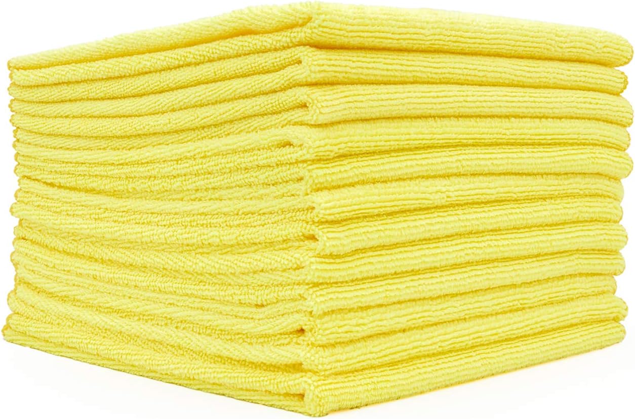 - All-Purpose Microfiber Terry Cleaning Towels - Commercial Grade, Highly Absorbent, Lint-Free, Streak-Free, Kitchens, Bathrooms, Offices, 300, 16in x 16in, Yellow (12-Pack)