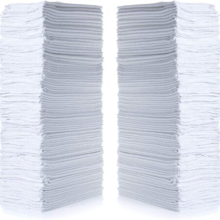 Premium Shop Towels 14”x12”, Commercial Grade White, 100 Pack