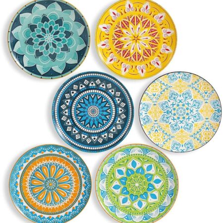 Purple floral ceramic dinner plate