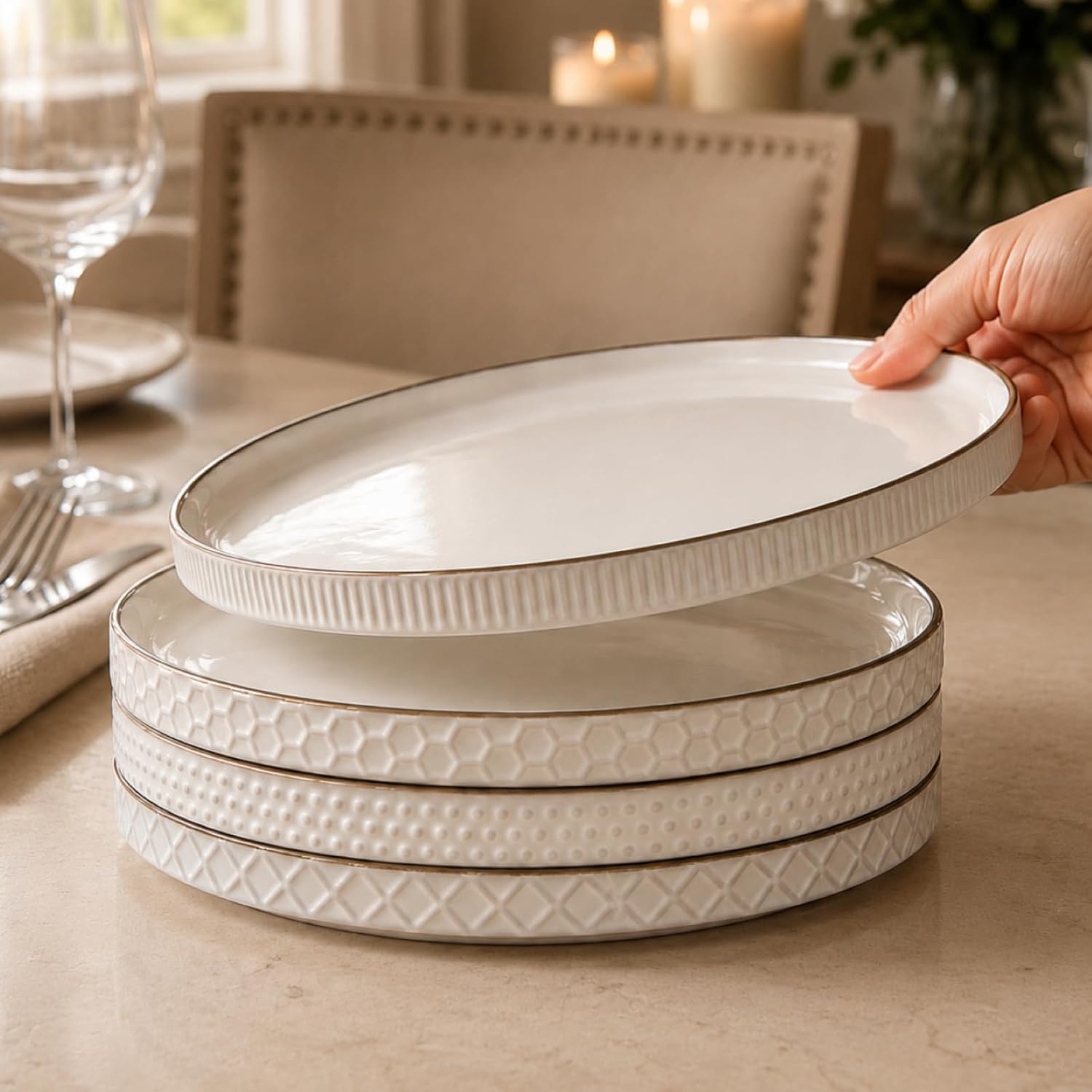 Minimalist classic ceramic dinner plate