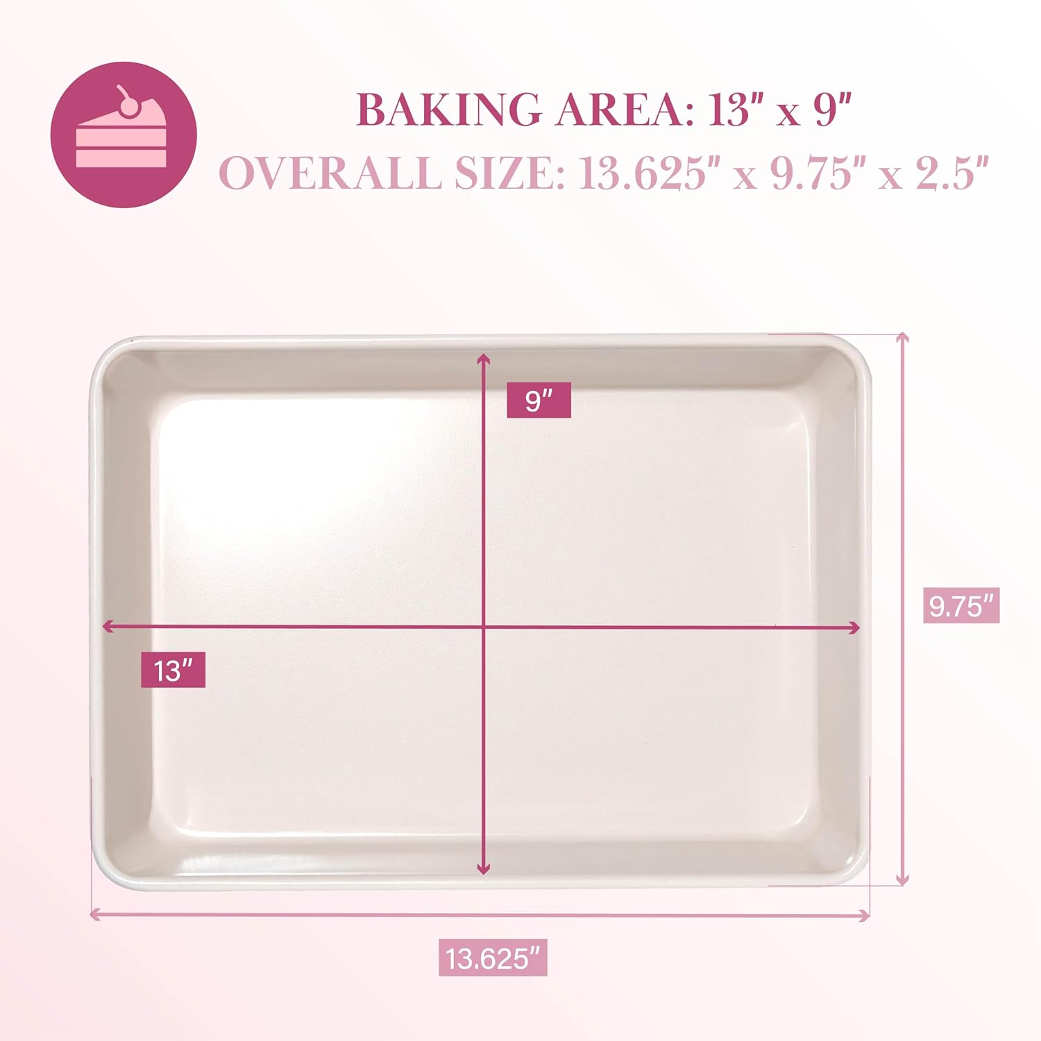 Nonstick Carbon Steel Bakeware Collection, 13-Inch x 9-Inch Multipurpose Pan, Dishwasher Safe, Made without PFOA and PFAS, Pink Cream Two-Tone - Image 2