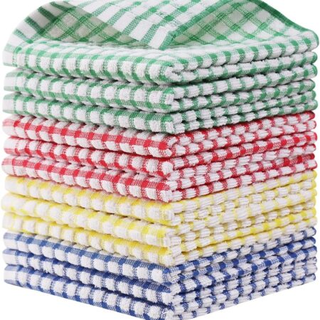 12 Packs Kitchen Dishcloths 12x12 Inches 100% Cotton Kitchen Dish Cloths for Washing Dishes Scrubbing Wash Cloths Dish Towels Sets (Mix color)
