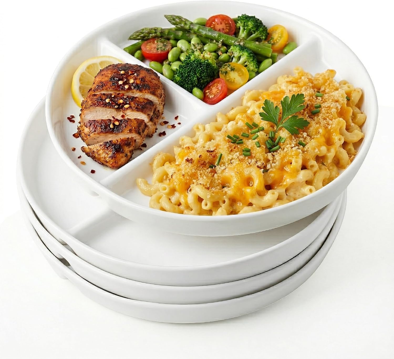 Three-section ceramic divided plate