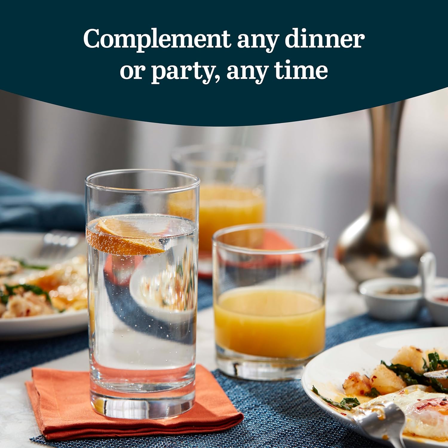Tumbler and Rocks Glass Set, Elegant Drinkware Glasses Set, Dishwasher Safe Drinking Glasses Set of 16 - Image 2