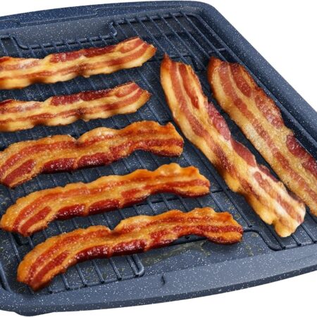 Cookie Sheet with Wire Rack Set, 2-Piece Nonstick Blue Marble Carbon Steel Pan & Cooling Rack, Space-Saving Stackable Set, PFOA, PFOS, PTFE Free, Oven Safe Up to 450°F, 17.4" Pan & 14.7" Rack