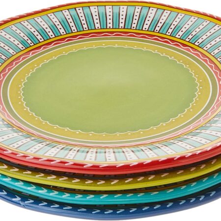 Bohemian-style colorful ceramic dinner plate